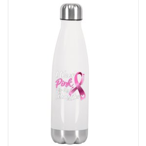 Woman I Wear Pink For My Daughter Breast Cancer Awareness Stainless Steel Insulated Water Bottle