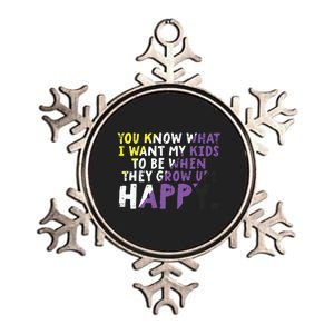 What I Want My Grow Up Happy Enby Pride Flag Metallic Star Ornament