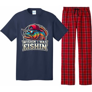 Wishin I Was Fishin Funny Fishing Fisherman FatherS Day Pajama Set