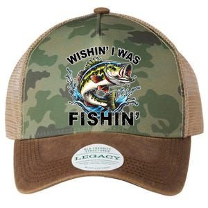 Wishin I Was Fishin For Bass Lover Design Legacy Tie Dye Trucker Hat