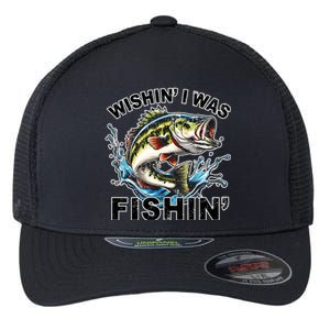 Wishin I Was Fishin For Bass Lover Design Flexfit Unipanel Trucker Cap