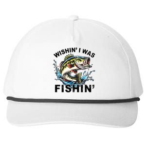 Wishin I Was Fishin For Bass Lover Design Snapback Five-Panel Rope Hat