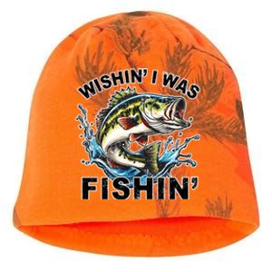 Wishin I Was Fishin For Bass Lover Design Kati - Camo Knit Beanie