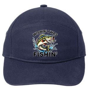 Wishin I Was Fishin For Bass Lover Design 7-Panel Snapback Hat