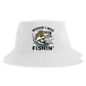 Wishin I Was Fishin For Bass Lover Design Sustainable Bucket Hat