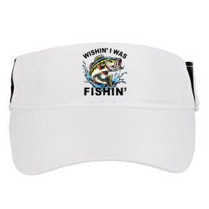 Wishin I Was Fishin For Bass Lover Design Adult Drive Performance Visor