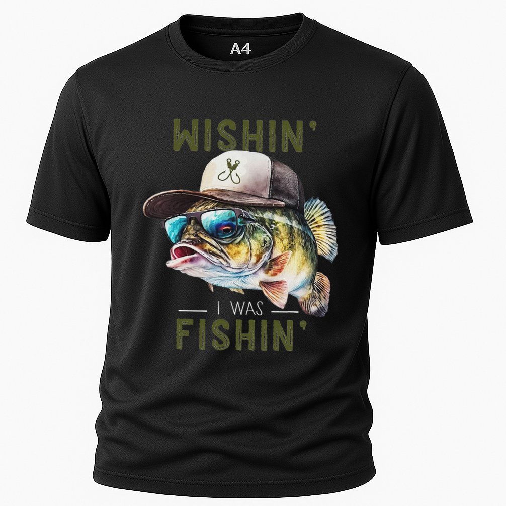 Wishin I Was Fishin Fishing Gift Cooling Performance Crew T-Shirt