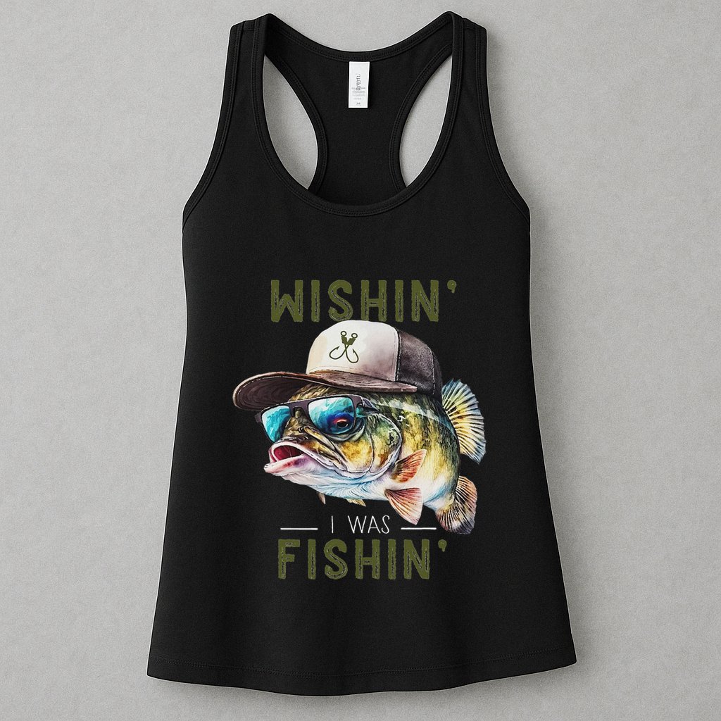 Wishin I Was Fishin Fishing Gift Womens Tank Top