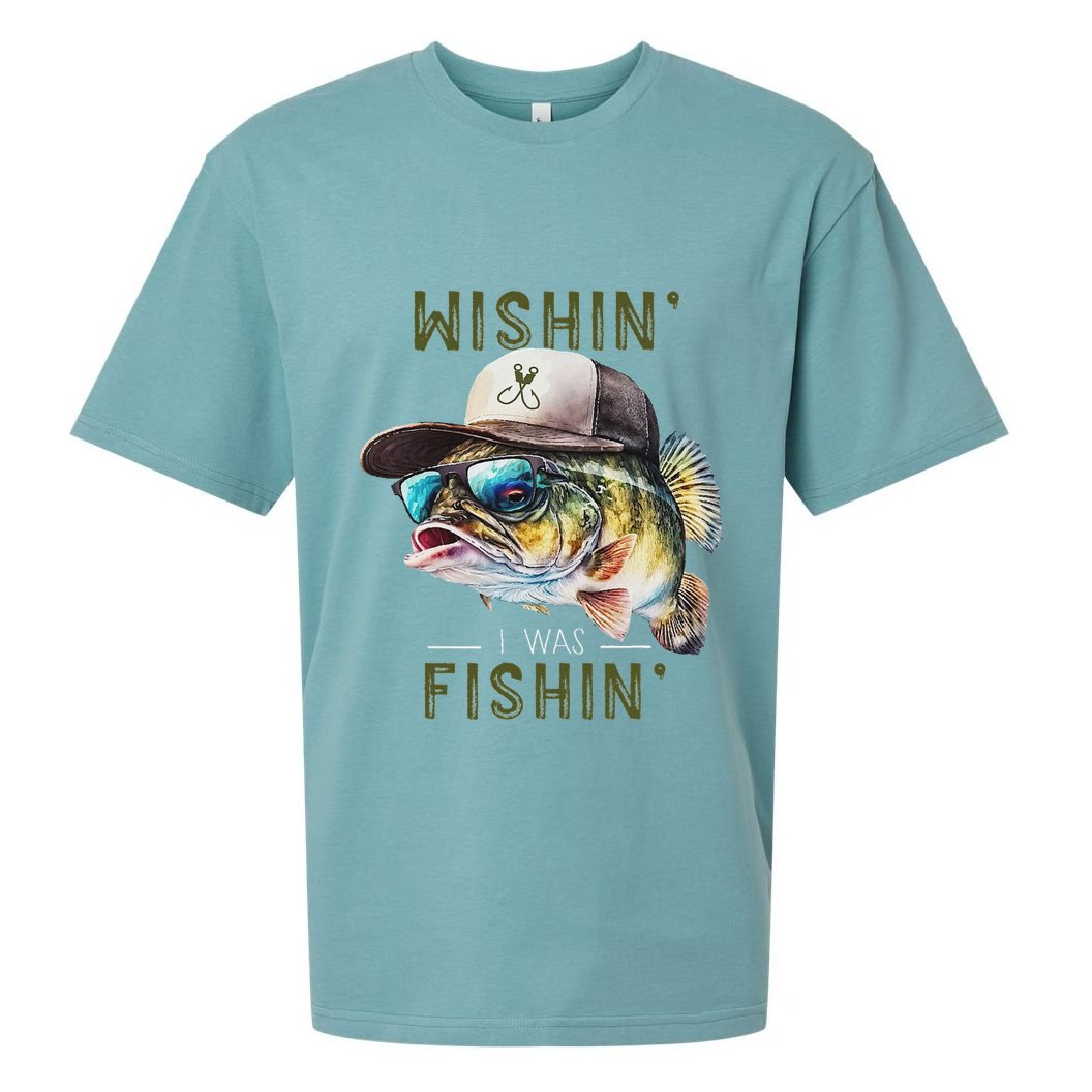 Wishin I Was Fishin Fishing Gift Sueded Cloud Jersey T-Shirt