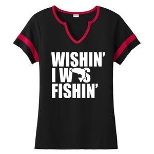 Wishin I Was Fishin Ladies Halftime Notch Neck Tee