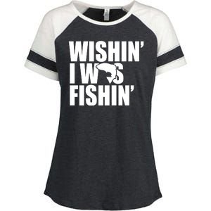 Wishin I Was Fishin Enza Ladies Jersey Colorblock Tee