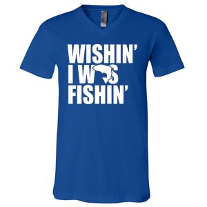 Wishin I Was Fishin V-Neck T-Shirt