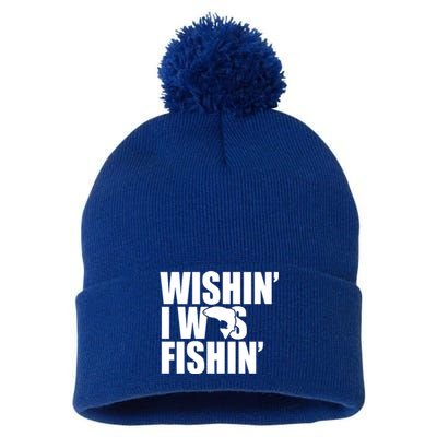 Wishin I Was Fishin Pom Pom 12in Knit Beanie