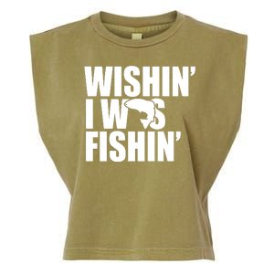 Wishin I Was Fishin Garment-Dyed Women's Muscle Tee