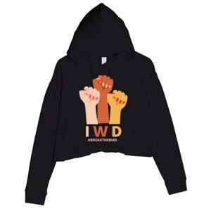 Womens International Women's Day Break The Bias Gender Equality Crop Fleece Hoodie