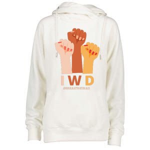 Womens International Women's Day Break The Bias Gender Equality Womens Funnel Neck Pullover Hood