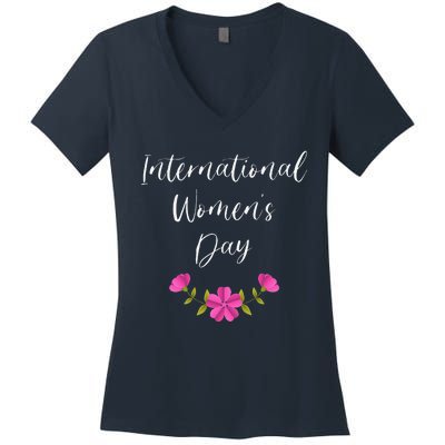 Womens International Women's Day Cool Queen Princess Family Lover Women's V-Neck T-Shirt