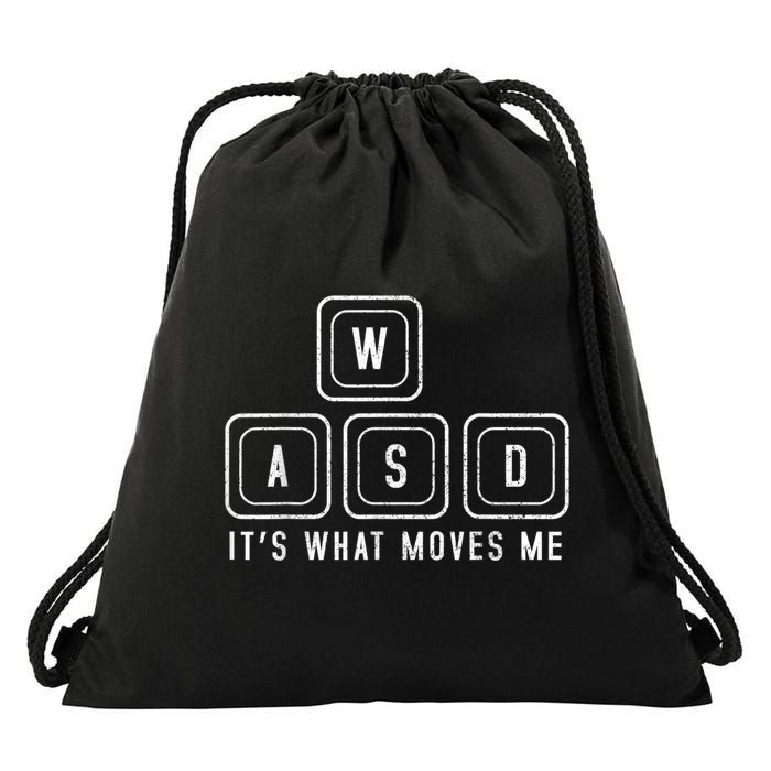 WASD It's What Moves Me Funny PC Gamer Computer Nerd Drawstring Bag