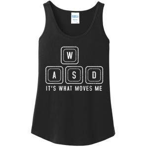 WASD It's What Moves Me Funny PC Gamer Computer Nerd Ladies Essential Tank