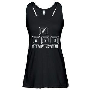 WASD It's What Moves Me Funny PC Gamer Computer Nerd Ladies Essential Flowy Tank