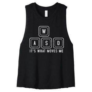 WASD It's What Moves Me Funny PC Gamer Computer Nerd Women's Racerback Cropped Tank