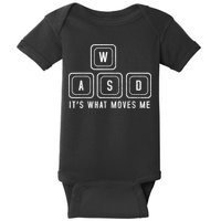 WASD It's What Moves Me Funny PC Gamer Computer Nerd Baby Bodysuit