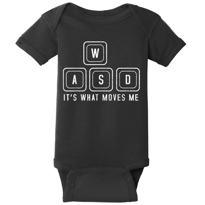 WASD It's What Moves Me Funny PC Gamer Computer Nerd Baby Bodysuit