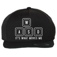 WASD It's What Moves Me Funny PC Gamer Computer Nerd Wool Snapback Cap
