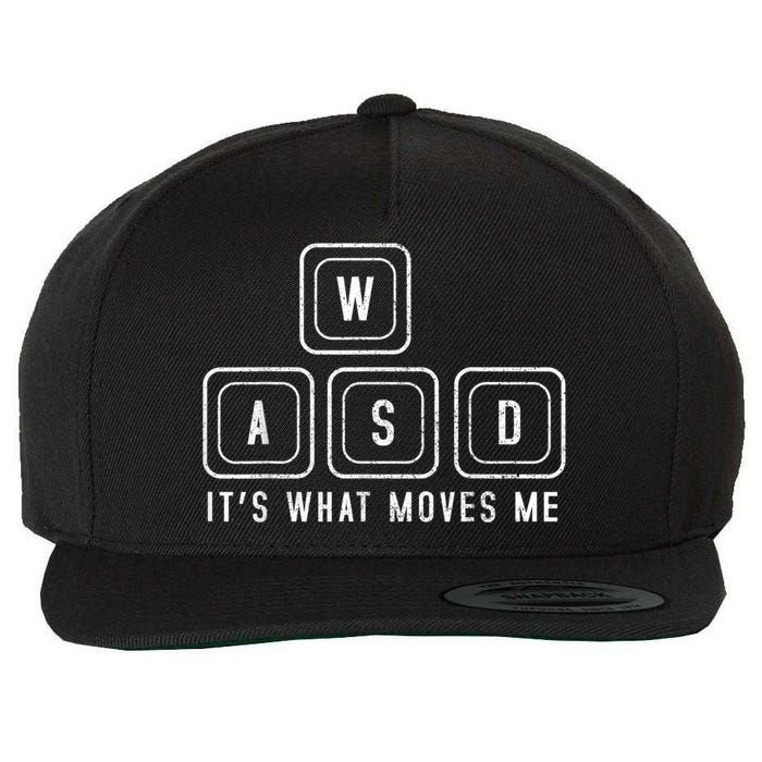 WASD It's What Moves Me Funny PC Gamer Computer Nerd Wool Snapback Cap
