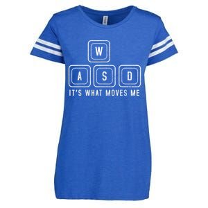 WASD It's What Moves Me Funny PC Gamer Computer Nerd Enza Ladies Jersey Football T-Shirt