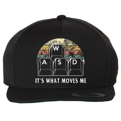 Wasd ItS What Moves Me Funny Pc Gamer Computer Nerd Gift Wool Snapback Cap