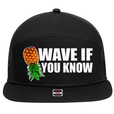 Wave If You Know. Upside Down Pineapple 7 Panel Mesh Trucker Snapback Hat