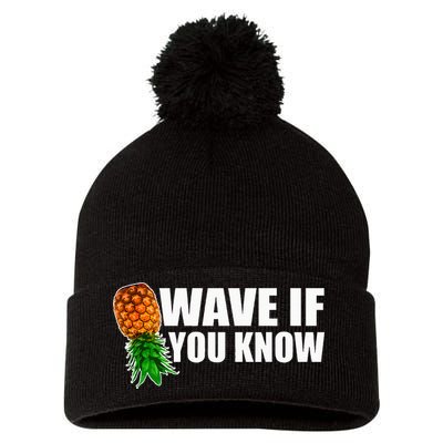 Wave If You Know. Upside Down Pineapple Pom Pom 12in Knit Beanie