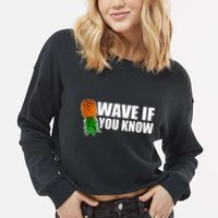 Wave If You Know. Upside Down Pineapple Cropped Pullover Crew