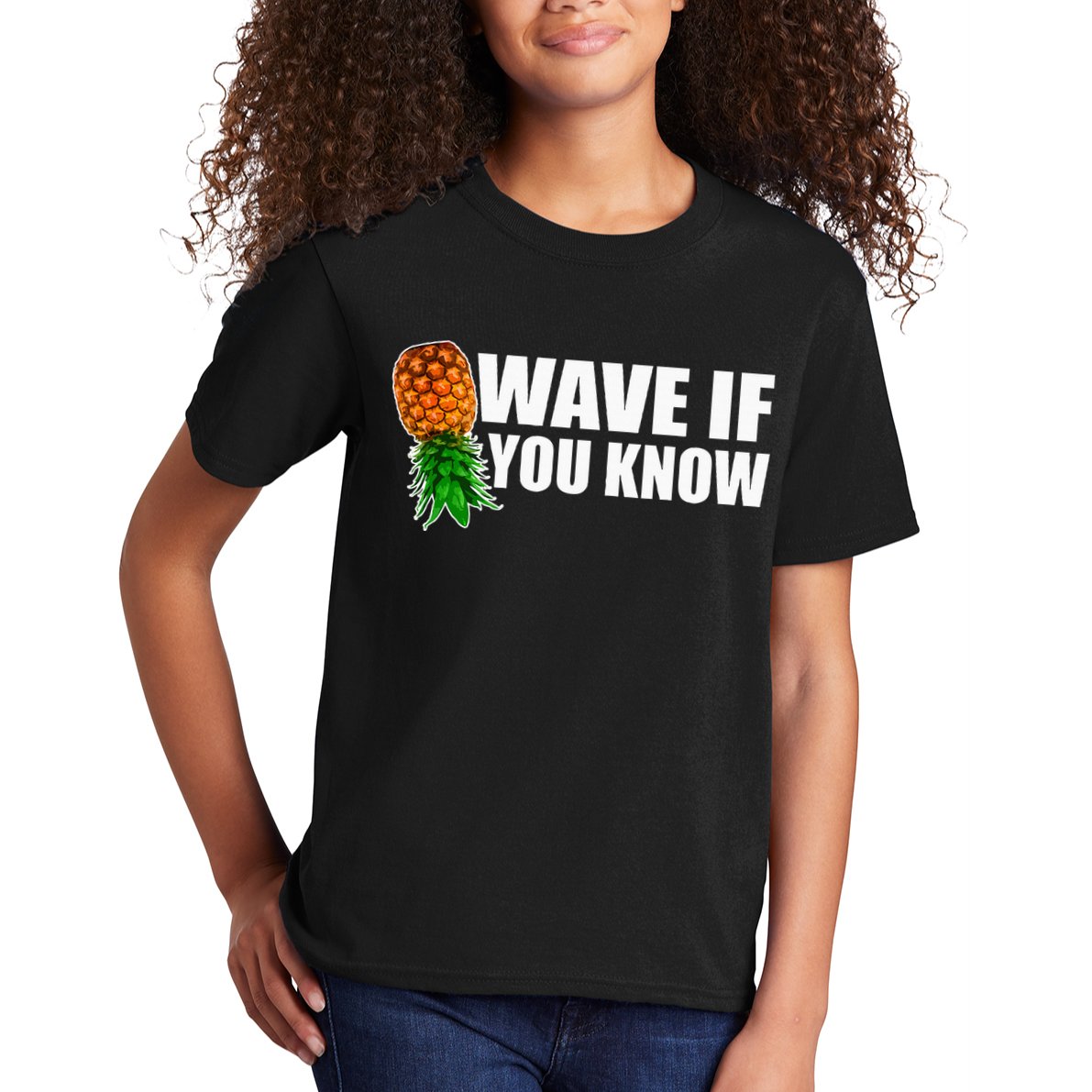 Wave If You Know. Upside Down Pineapple Kids T-Shirt