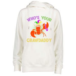 Who Is Your Crawdaddy Crawfish Mardi Gras Festival Great Gift Womens Funnel Neck Pullover Hood