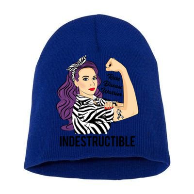 Warrior Indestructible Zebra Ribbon Rare Disease Awareness Gift Short Acrylic Beanie