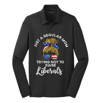 Wo Just a regular mom trying not to raise liberals Silk Touch Performance Long Sleeve Polo