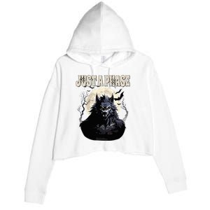 Werewolf Just A Phase Warewolf Lycan Halloween Full Moon Crop Fleece Hoodie