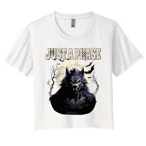 Werewolf Just A Phase Warewolf Lycan Halloween Full Moon Women's Crop Top Tee