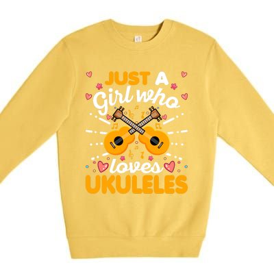 Wo Just A Who Loves Ukuleles Funny Uke Music Lover Great Gift Premium Crewneck Sweatshirt