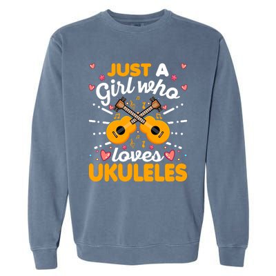 Wo Just A Who Loves Ukuleles Funny Uke Music Lover Great Gift Garment-Dyed Sweatshirt