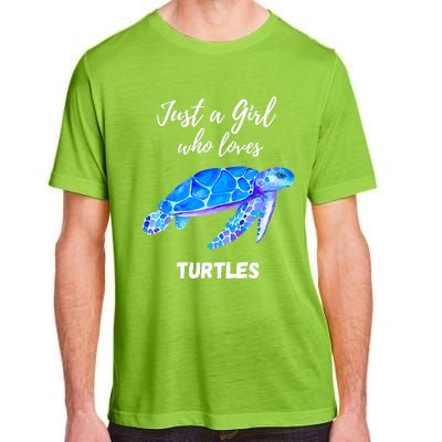 Women Just A Who Loves Turtles Sea Turtle Adult ChromaSoft Performance T-Shirt