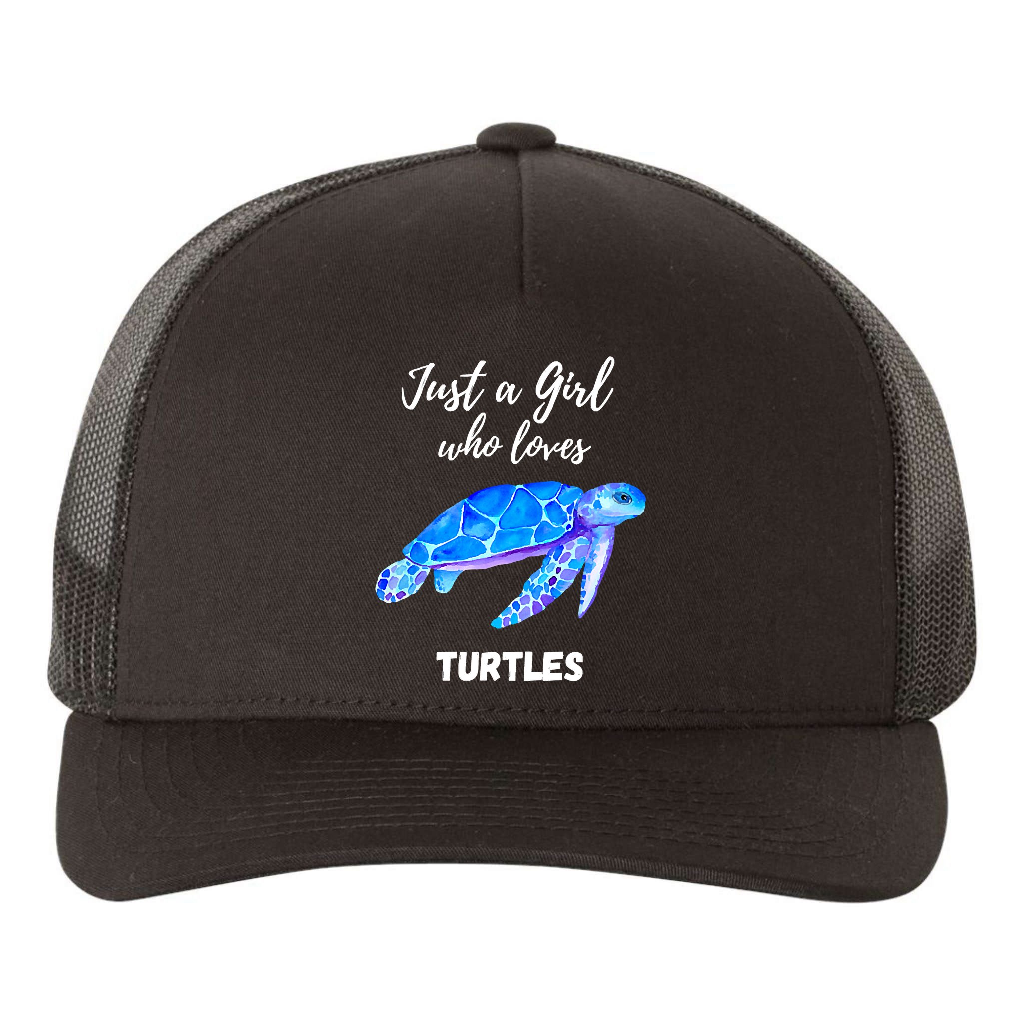 Women Just A Who Loves Turtles Sea Turtle Yupoong Adult 5-Panel Trucker Hat