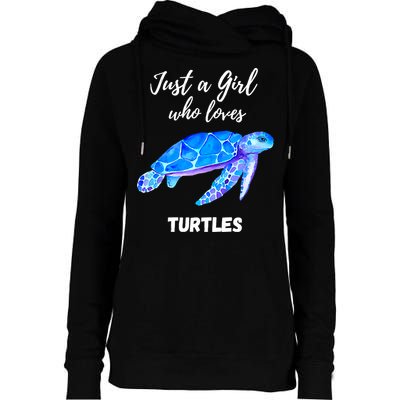 Women Just A Who Loves Turtles Sea Turtle Womens Funnel Neck Pullover Hood