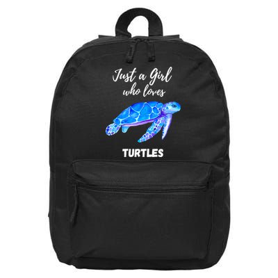 Women Just A Who Loves Turtles Sea Turtle 16 in Basic Backpack