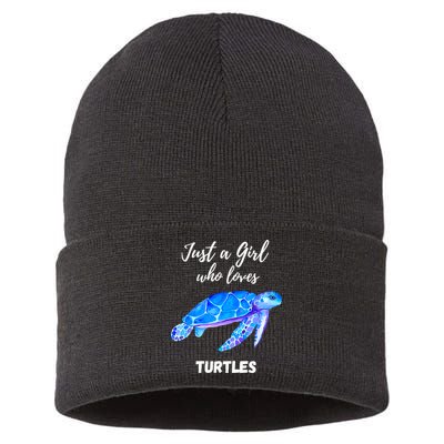 Women Just A Who Loves Turtles Sea Turtle Sustainable Knit Beanie