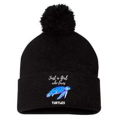 Women Just A Who Loves Turtles Sea Turtle Pom Pom 12in Knit Beanie