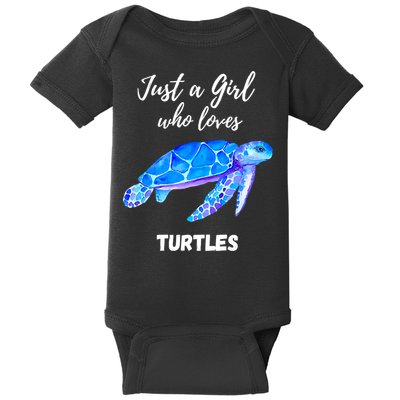 Women Just A Who Loves Turtles Sea Turtle Baby Bodysuit