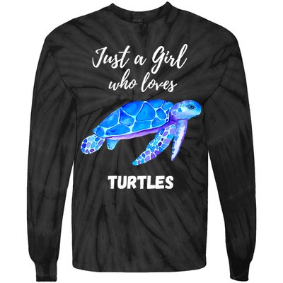 Women Just A Who Loves Turtles Sea Turtle Tie-Dye Long Sleeve Shirt